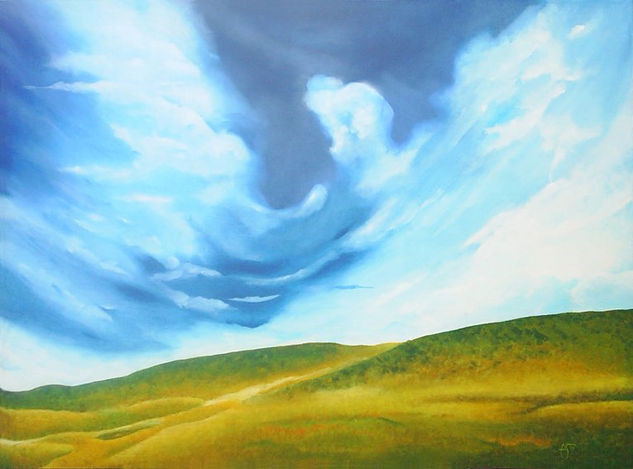 PAISAJE CON NUBES (LANDSCAPE WITH CLOUDS) Oil Textile Landscaping