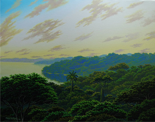 "Ocaso en Golfo Dulce" Acrylic Canvas Landscaping