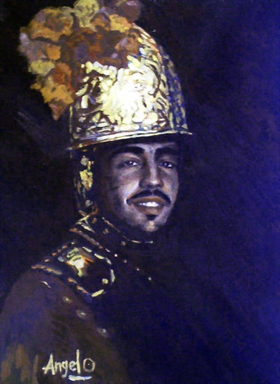 El Hombre del Casco de Oro. Óleo Lienzo Retrato