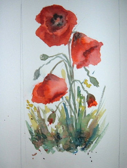 amapolas Watercolour Paper Floral Painting