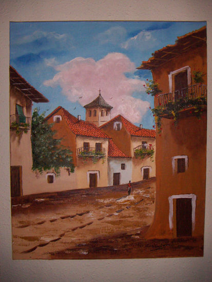 Mi pueblo Oil Canvas Landscaping