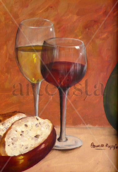 Bodegon Vidrio II Oil Panel Still Life Paintings