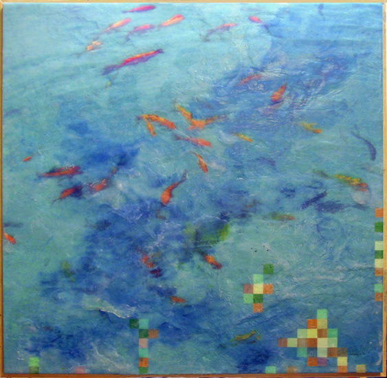 "Como peces en el agua"1/3 Mixed media Panel Marine Painting