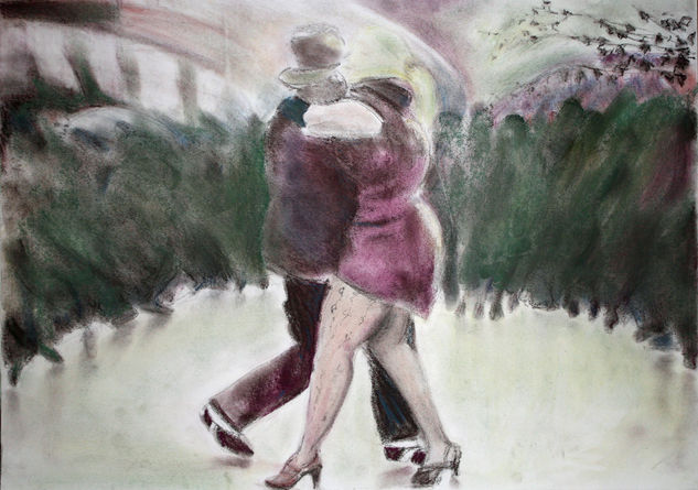 Tango II Pastel Paper Figure Painting