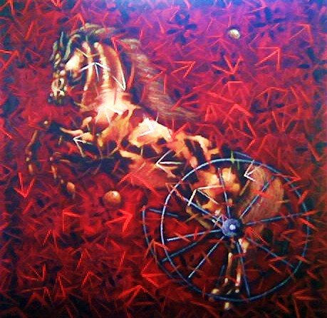 Edgar Gutierrez: From the Kingdom's Horses: "Forza, Forza II " Oil Canvas Landscaping