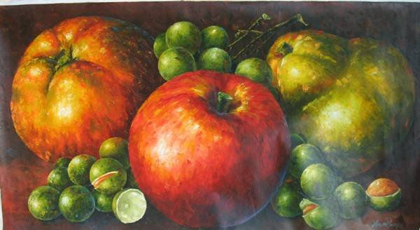 bodegon con mamoncillos Oil Canvas Still Life Paintings