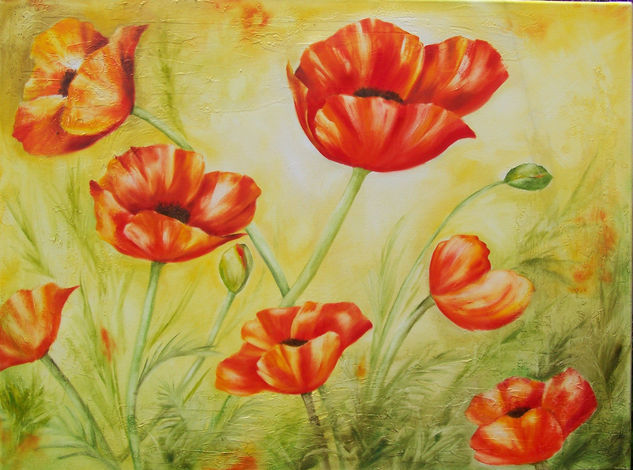 amapolas.... Oil Canvas Floral Painting