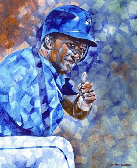 Moises Alou pintado por Reyes Ocre Acrílico Lienzo Retrato