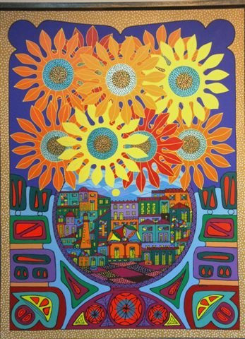 Jarron con girasoles 120x90cm