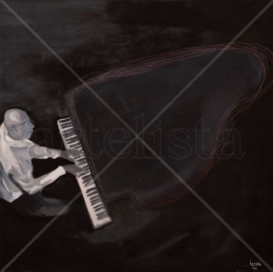 JAZZ MAN IV Oil Canvas Figure Painting