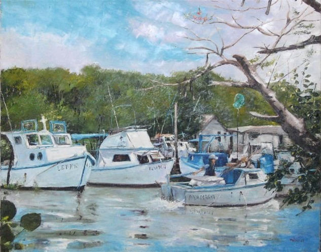 “Cojímar” Oil Canvas Marine Painting