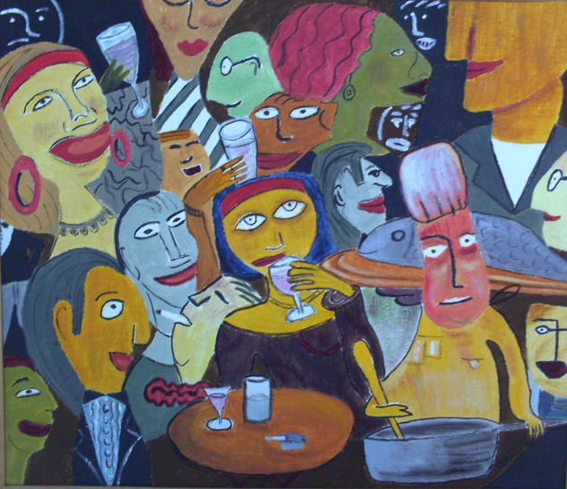 Almoço em familia Acrylic Canvas Figure Painting