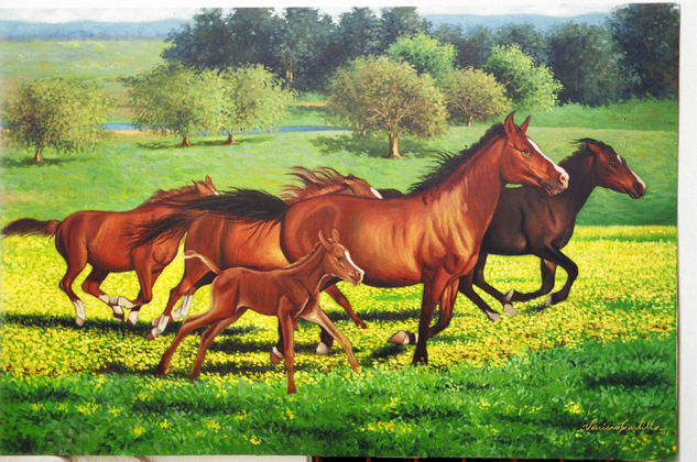 caballos Óleo Lienzo Paisaje