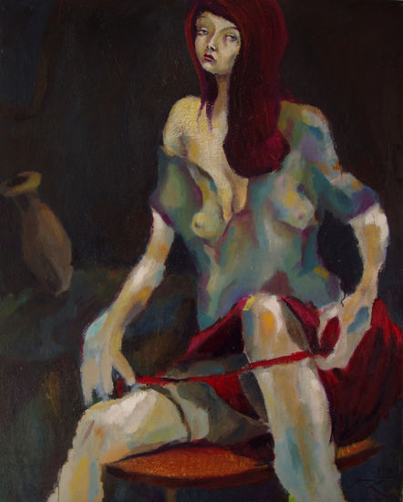 Mujer desnudándose Oil Canvas Figure Painting