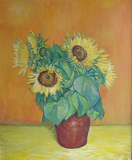 Maceta con girasoles Oil Canvas Landscaping