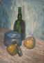 Botella, cebollas y cazillo