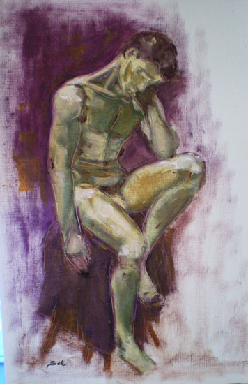 DESNUDO MASCULINO Oil Paper Nude Paintings