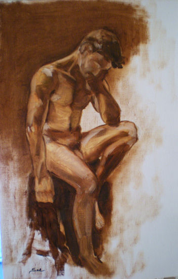 DESNUDO MASCULINO Oil Paper Nude Paintings