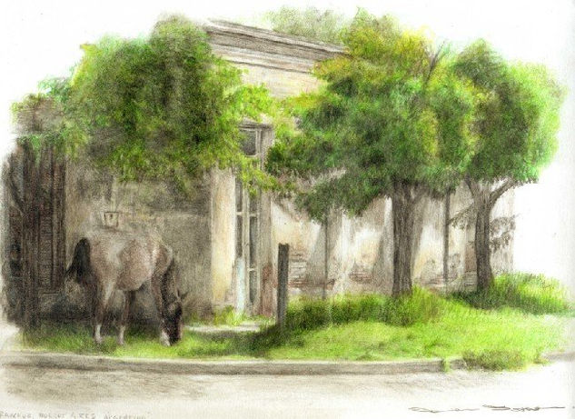 Ranchos, Buenos Aires Pencil (coloured) Card Landscaping