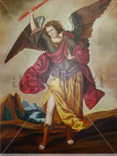 Arcangel San Zadquiel Oil Canvas Figure Painting