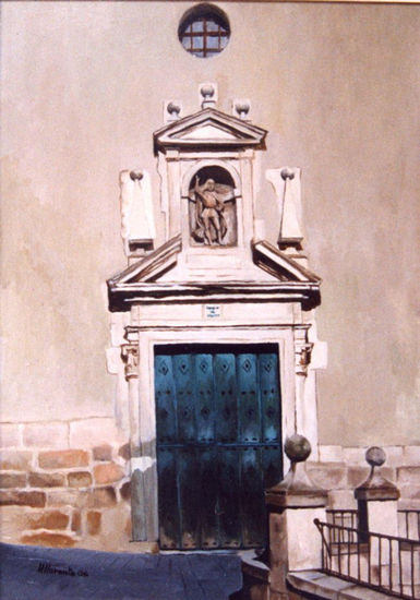 Puerta Iglesia de San Miguel de CUELLAR (Segovia) Oil Panel Landscaping