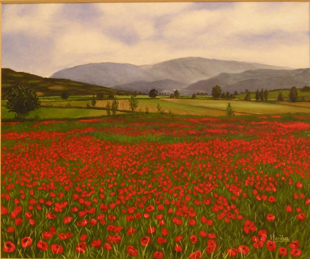 Campo de amapolas Oil Canvas Landscaping