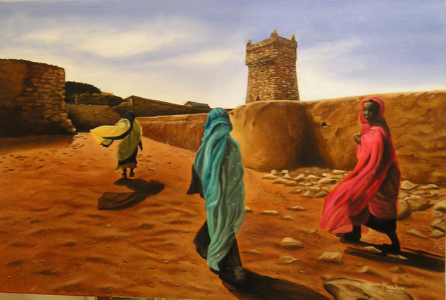 Mujeres en Mauritania Óleo Lienzo Paisaje
