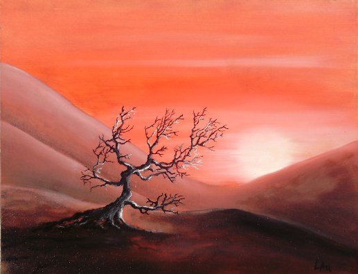 Planeta del sol ardiente Oil Canvas Landscaping