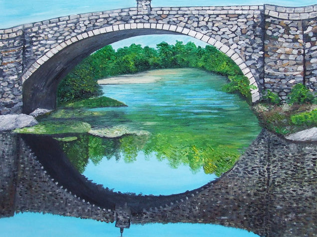 Reflejo del puente Oil Canvas Landscaping