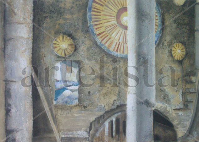 Catedral Mejorada del Campo, vidrieras Mixed media Panel Landscaping