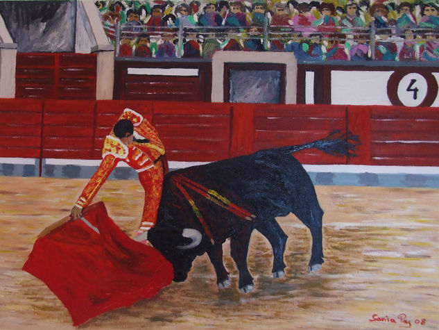 Perera, lecciòn de hombrìa y toreo de Perera 3 de Octubre 2008 las Ventas, sobre lienzo óleo 35x40 Óleo Lienzo Otros