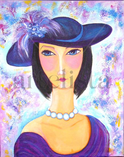 Sombrero con plumas Acrylic Canvas Portrait