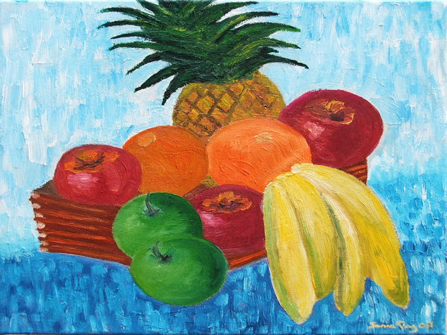 Bodegon tropical , sobre tela , óleo 30x30 Oil Canvas Still Life Paintings