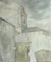 Niebla en Mirambel, la iglesia