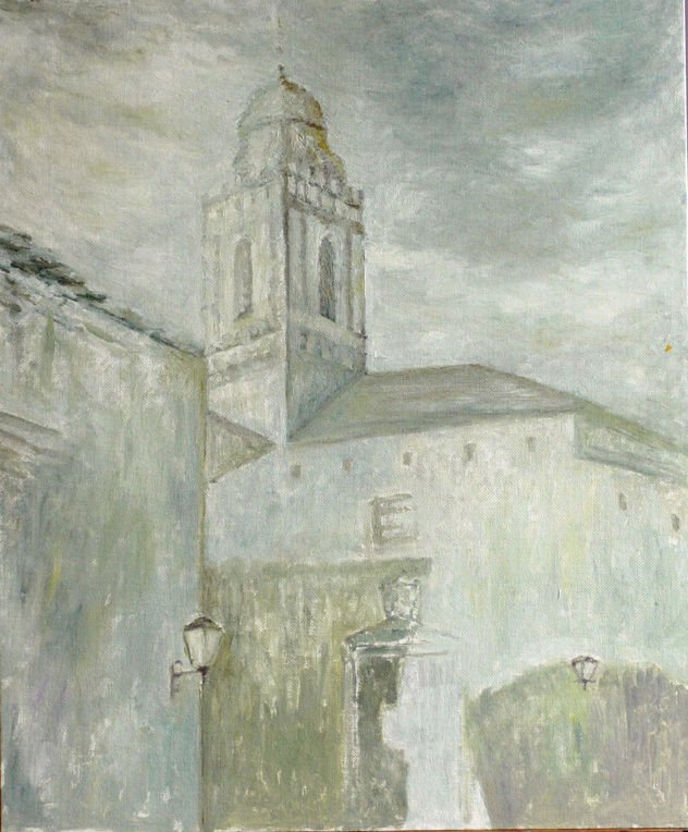 Niebla en Mirambel, la iglesia