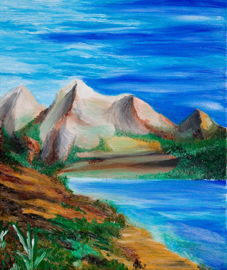 Lago de la ladera Oil Canvas Landscaping