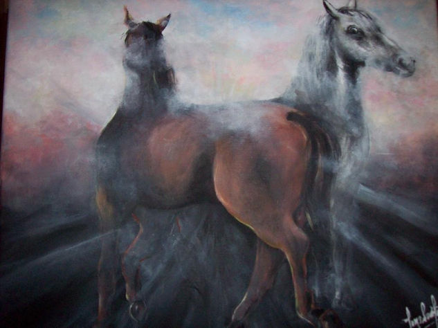 Cortejo en la Niebla Acrylic Canvas Animals