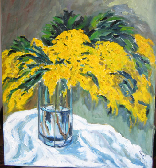 Mimosas Oil Canvas Floral Painting