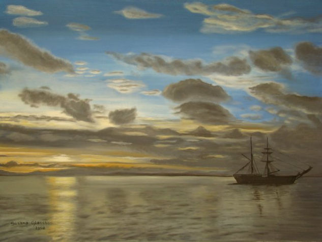 Entre el cielo y el mar Oil Canvas Marine Painting