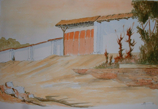 portón de la hacienda Watercolour Paper Landscaping