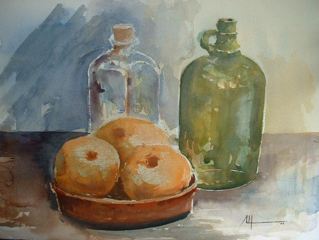 3 naranjas Watercolour Paper Still Life Paintings