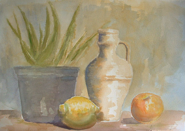 jarra con cítricos Watercolour Paper Still Life Paintings