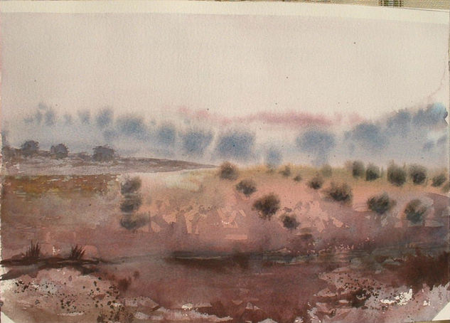 olivos en día de niebla Watercolour Paper Landscaping