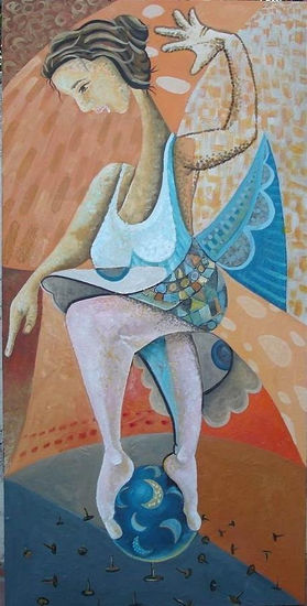 Acrobata Oil Textile Figure Painting