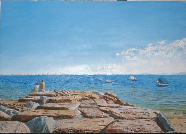 Conversando Oil Canvas Marine Painting