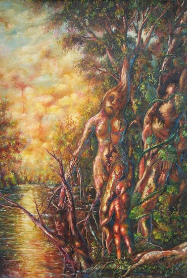 drama de la familia colombiana Oil Canvas Figure Painting