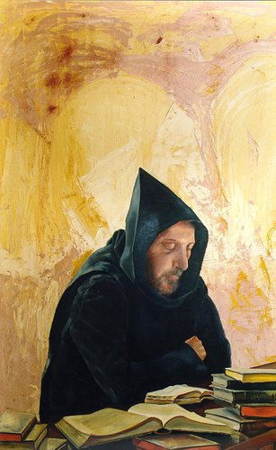 Monjes 6 Oil Panel Figure Painting