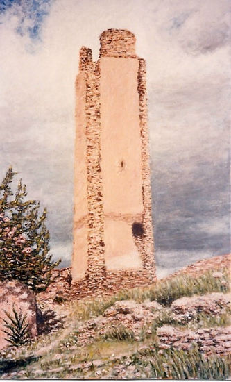 alacon (teruel) "torre vieja" Óleo Lienzo Paisaje