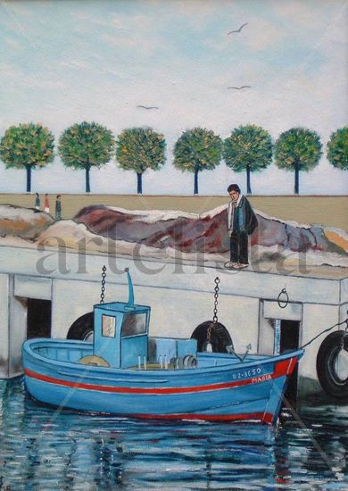 Pescador de la Barceloneta Oil Canvas Landscaping