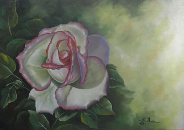 rosa entre maleza